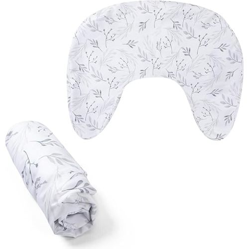 Boppy Nursing Pillow Cover, Gray Gentle Leaves, Single Cover, Easy-On Slipcover with Extra Soft 100% Polyester Microfiber Fabric for The Redesigned Nursing Pillow