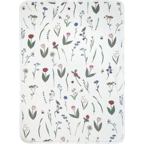 haakaa Waterproof Changing Pad Liners, 100% Cotton, Soft & Breathable (1pc, 19.5" x 27.5" Honey Blossom)