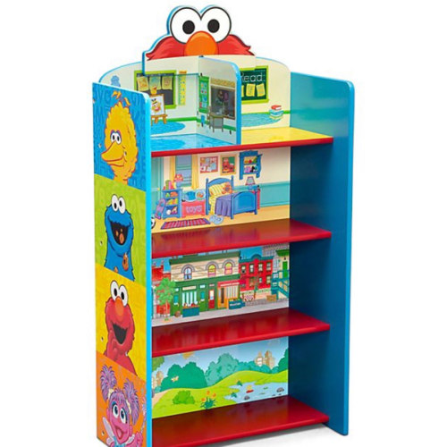 Sesame Street Wooden Playhouse 4-Shelf Bookcase