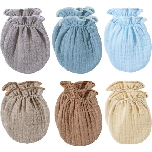 MOMSMENU Newborn Mittens No Scratch 100% Cotton Mitts Boy Girl baby mittens 0-6 months 6 Pack