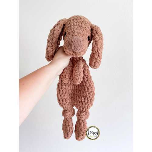 Crochet Vizsla Puppy Dog Lovey Snuggler - Stuffed Animal - Security Blanket