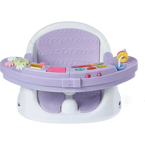 Infantino Music & Lights 3-in-1 Discovery Seat and Booster - Convertible Infant Activity and Feeding Seat with Electronic Piano for Sensory Exploration, for Babies and Toddlers, Lavender