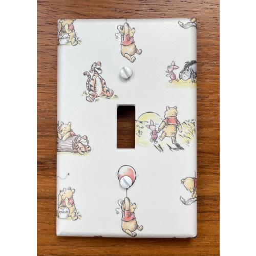 Winnie the Pooh Light Switch Plate Cover: Vintage Piglet Eeyore Tigger Pattern Nursery Decor
