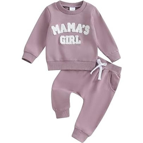 2Pcs Set Infant Baby Girl Fall Clothes Daddys Girl Long Sleeve Crewneck Sweatshirt+Joggers Pants Winter Outfit Set