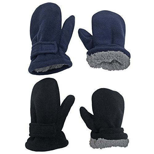 N'Ice Caps Baby Toddler Mittens Kids 2 Pairs Fleece Gloves Winter Warm Sherpa Lined