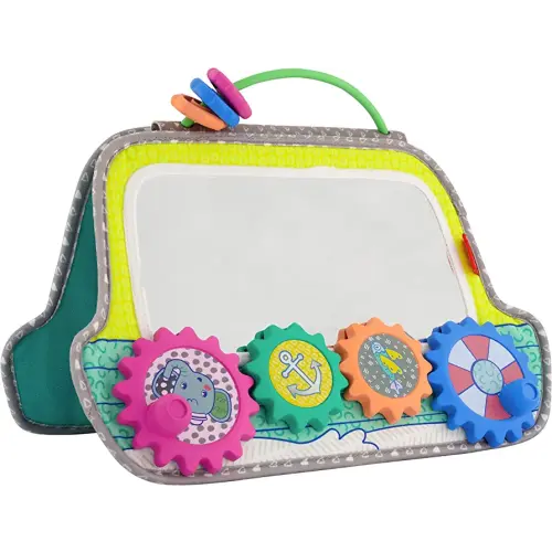 Infantino Busy Board Mirror & Sensory Discovery Toy Boat for Fine Motor Skill Development with Gears, Beads, High Contrast Prints, Tummy Time, Sit & Play or On The Go, for Newborns, Babies & Toddlers
