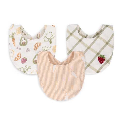 Clementine Fruit & Veggie Cotton Bandana Baby Bib (3 Pack)