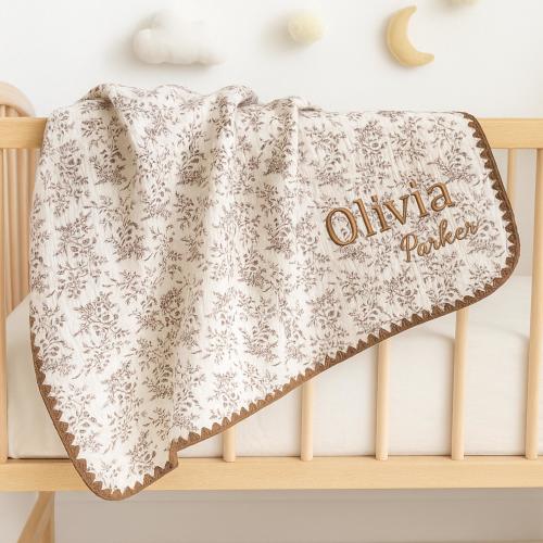 Personalized Baby Blanket with Name, Embroidered Stroller Blanket, Baby Swaddle Blanket, Welcome Baby Blanket Keepsake, Baby Shower Gift