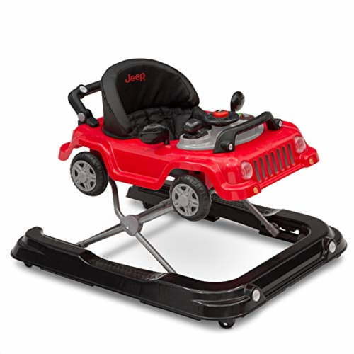 Free Shipping! Jeep Classic Wrangler 3-in-1 Grow With Me Walker Red, Baby Walker with Interactive Toy Tray