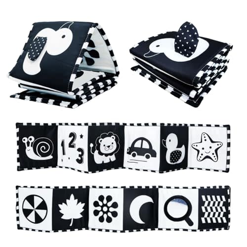 Aila+Aiden Black and White Baby Toys, Tummy Time High Contrast Newborn Toys 0-3 Months, Soft Baby Book, Visual Stimulation Montessori Sensory Infant Toys 0-6-12 Months, Shower Gift for Boys Girls
