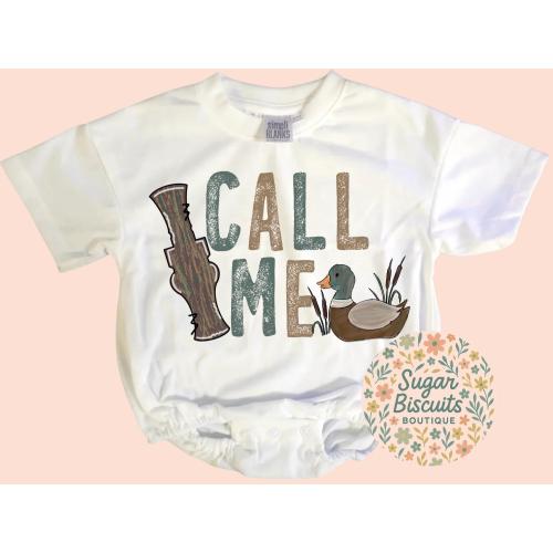 Duck hunting baby romper, Call Me romper, hunting themed baby outfit, baby boy bubble, outdoor baby gift, southern baby outfit