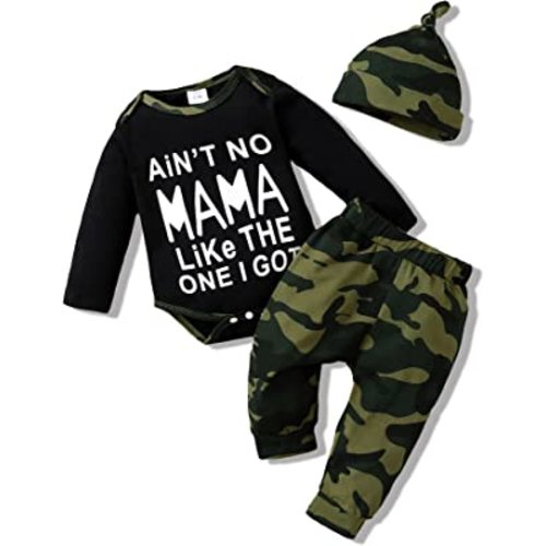 NZRVAWS Baby Boy Clothes Newborn Boy Outfit Infant Letter Print Romper Long Pants Set Hat Toddler Clothe