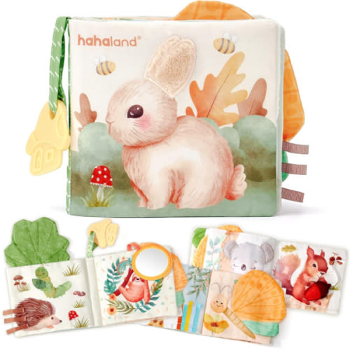 hahaland Baby Books 0-6 Months, Tummy Time Sensory Baby Toys 6 to 12 Months Touch Feel Book Textured Crinkle Books Baby Shower Birthday Gifts for Boys Girl 0 3 6 9 12 Months Baby Travel Toys