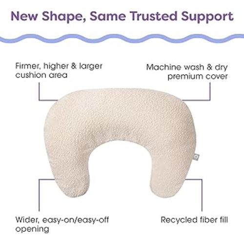 Boppy Nursing Pillow - Ergonomic Bottle & Breastfeeding Pillow with High, Firm, Large Area, Water-Repellent Cushion with Washable Cover; Baby Safety Alliance Verified - Oatmeal Boucle