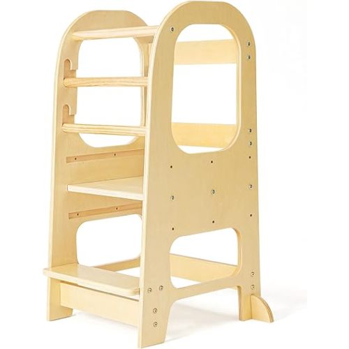 Kids Kitchen Step Stool，Toddler Standing Tower with CPC Certification，Kitchen Stool Helper, Standing Tower with 3 Adjustable Heights, Suitable Age for 1.5-6 Years, Montessori Kitchen Stools