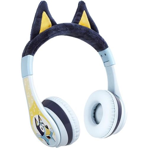eKids Bluey Bluetooth Headphones for Kids, Wireless Headphones with Microphone Includes Aux Cord, Volume Reduced Kids Foldable Earphones for School, Home, or Travel