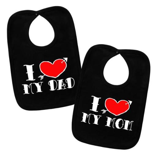 I Love My Mom & Dad Tattoo Black 2 Bib Gift Set – My Baby Rocks