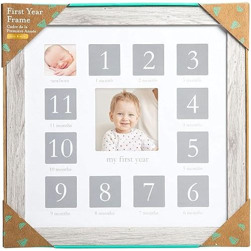 Kate & Milo My First Year Frame, Newborn To First Birthday Photo Frame, Baby Keepsake Nursery Frame, Rustic Wood