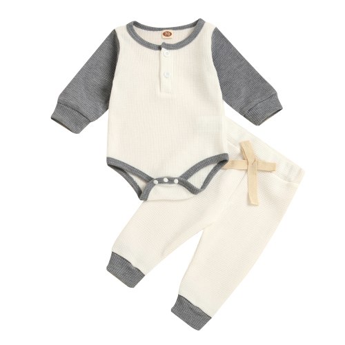 Tiny Cutey Newborn Baby Boy Girl Fall Winter Clothes Outfits Toddler Long Sleeve Romper Pants Pajama Set,0-3M