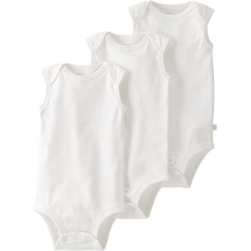 little planet by carter's Baby 3-Pack Organic Cotton Short-Sleeve Rib Bodysuits - 3 Months - Light Cream