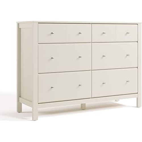 Storkcraft Horizon 6 Drawer Dresser (Frosted Oat) – GREENGUARD Gold Certified Dresser for Nursery & Kids’ Room, Modern Storage with Interlocking Drawer System