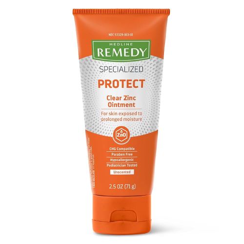 Medline Remedy Specialized Clear Zinc Oxide Ointment (2.5 oz Tube), Unscented, Transparent Protectant, Incontinence Care, Diaper Rash, Wetness Protection, Soothing, Hypoallergenic, Adults, Children