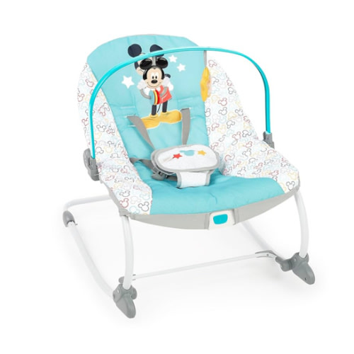 Bright Starts Disney Baby Mickey Mouse Infant to Toddler Rocker & Seat with Vibrations and Removable -Toy Bar, 0-30 Months Up to 40 lbs (Original Bestie)