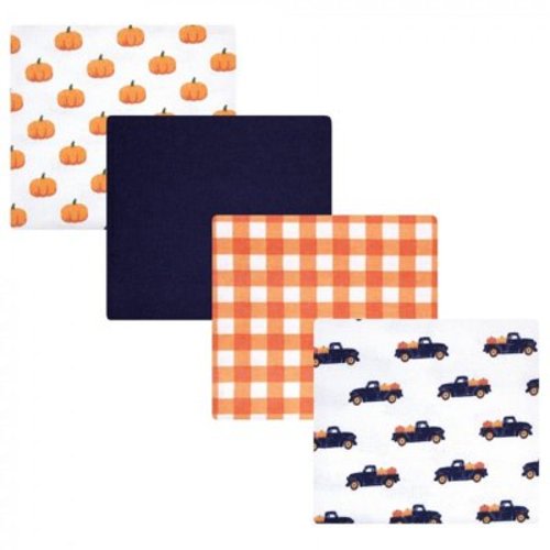 Hudson Baby Infant Boy Cotton Flannel Receiving Blankets, Pumpkin, One Size
