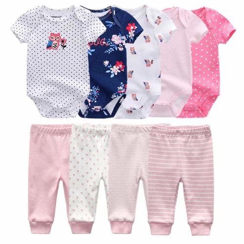 Baby Layette Set Baby Boys' 9-Piece Bodysuits Pants Set Toddler Girl Boy Unisex Baby Gift Sets