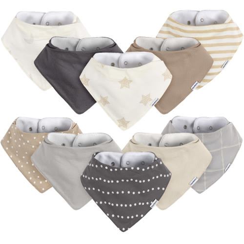 Gerber Baby Neutral Jersey Bandana Bib, 10-Pack, One Size