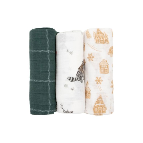 3-Pack Cotton Muslin Swaddle Blankets, One Size
