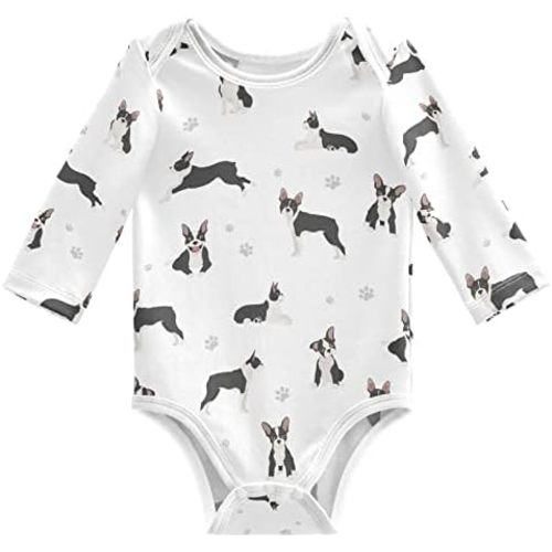 vvfelixl Baby Bodysuits Black Pug White Long Sleeve Cotton Baby Clothes For Boys Girls 0-24 Months