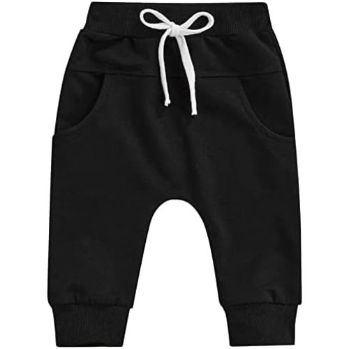 Mubineo Toddler Baby Boy Girl Infant Basic Plain Sweatpants Comfy Cotton Pants with Pockets