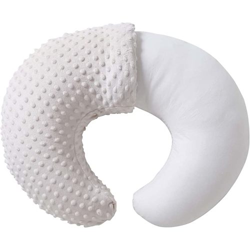 Nursing Pillow and Positioner, Breastfeeding, Bottle Feeding, Baby Sitting Support with Removable Ultra Soft Cover, Tummy Time Support for Baby Boys and Girls (Beige)