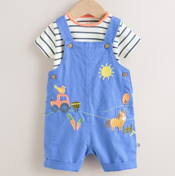 Blue Farm Dungarees And Bodysuit Baby Set
