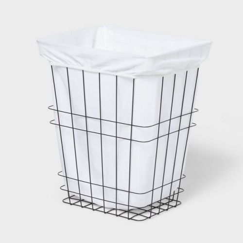 Rectangle Wire Laundry Hamper With Liner - Brightroom™: Black Metal Clothes Sorter, 7000 Volume, No Assembly Needed