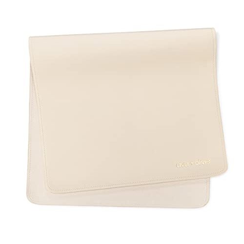 Ava + Oliver Vegan Leather Baby Changing Mat - Multipurpose Portable Wipeable Diaper Pad - Foldable for Travel (16 x 30 in) (Cream)