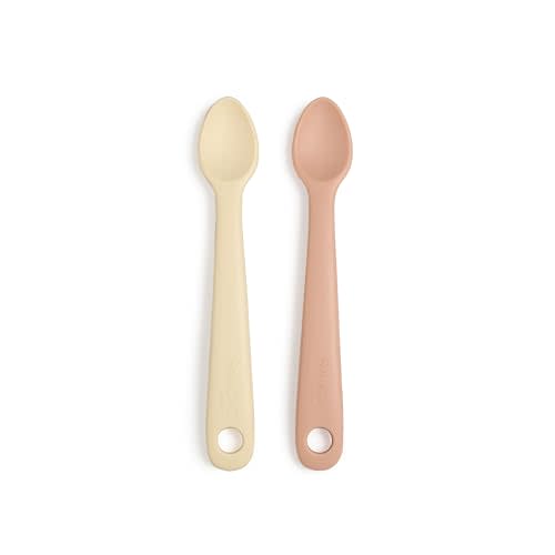 Smack Fun - Silicone Baby Feeding Spoons | 2 Pack (Blush/Ivoire)