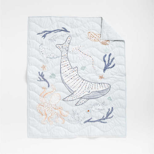 Aquatic Life Organic Cotton Baby Crib Quilt