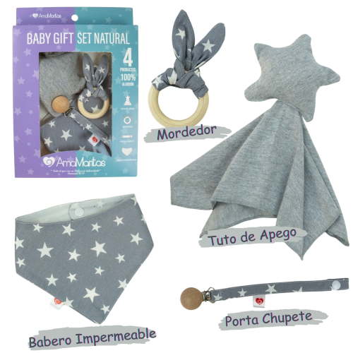 Amamantas Newborn Layette Gift Sets, Gray, For Baby Shower, 4-Piece