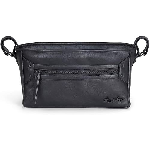 Itzy Ritzy Adjustable Stroller Caddy/Organizer - Stroller Organizer Bag Featuring Front Zippered Pocket, 2 Built-in Interior Pockets & Adjustable Straps to Fit Nearly Any Stroller (Black)