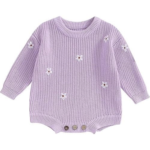woshilaocai Baby Boy Girl Sweater Oversized Long Sleeve Romper Warm Crewneck Bodysuit Knitted Winter Clothes