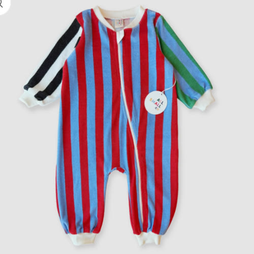 Terry Striped Long Sleeve Zip Onesie - 100% Cotton Baby Onesie – All Small Co.