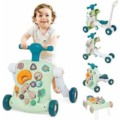 Sit to Stand Learning Walker 6 in 1 Baby Learning Walkers Early Education Activity Center Learning Play Toys Toddler Walker Push Toy for Girls Boys