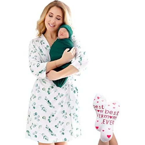 ECO BABY Mommy and Me Robe and Swaddle Set | Maternity Robe and Matching Baby Set for Girl, Boy | Hospital Labor and Delivery