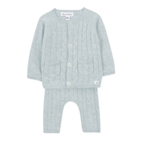 Cardigan and Legging in Cable Knit | Light blue