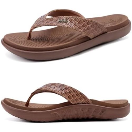 KuaiLu Womens Flip Flops Ladies Yoga Mat Comfortable Walking Thong Sandals With Plantar Fasciitis Arch Support Slip On Indoor Outdoor For Summer
