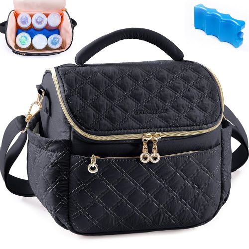SFYBYHEART Breastmilk Cooler Travel Bag with Ice Pack for 6 Baby Bottles Up to 9 Ounce - Insulated Bottle bag for Daycare - Breastmilk Storage Bag - Baby Bottle Cooler Bag - Bottle Holder