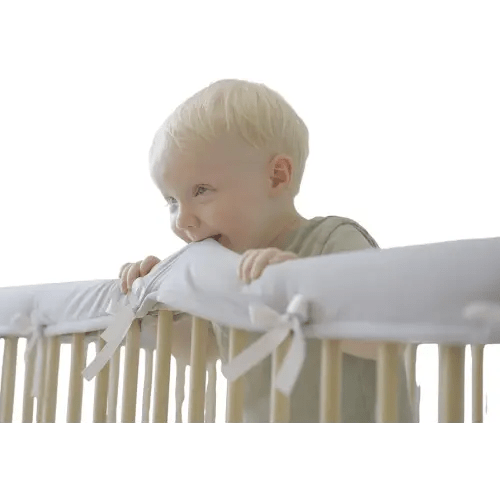 Wazzo Baby Crib Rail Edge Cover Protector Teething Guard Wrap 4 PCS (2 Front + 2 Side) - Easy Install - Front Cover 51" L x 7" W - Side Cover 27.5" L x 7" W.