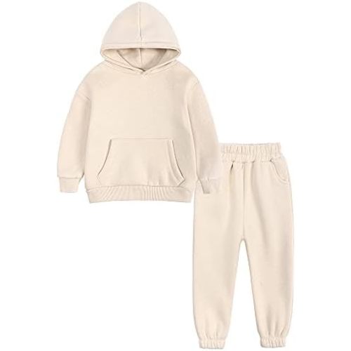 MYGBCPJS Youth 2PCS Jogger Outfits Set Fleece Hooded + Sweatpants Boys Girls Athletic Sweatsuits Pullover Clothes